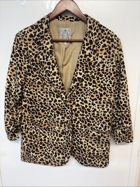Leopard Print Blazer Jacket in Tan & Black